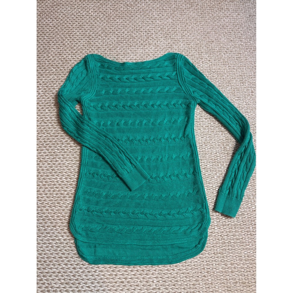 Lauren Ralph Lauren Cable Knit Boat Neck Tunic Sweater academia quiet luxury XS
